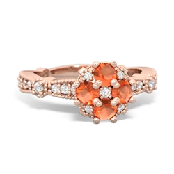 Fire Opal Sparkling Tiara Cluster 14K Rose Gold ring R26293RD