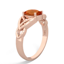 Fire Opal Celtic Trinity Knot 14K Rose Gold ring R2389