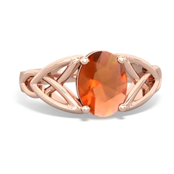 Fire Opal Celtic Trinity Knot 14K Rose Gold ring R2389