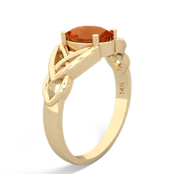 Fire Opal Celtic Trinity Knot 14K Yellow Gold ring R2389