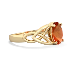 Fire Opal Celtic Trinity Knot 14K Yellow Gold ring R2389