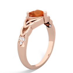 Fire Opal Claddagh Celtic Knot Diamond 14K Rose Gold ring R5001