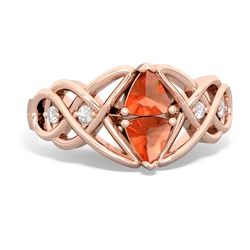 Fire Opal Keepsake Celtic Knot 14K Rose Gold ring R5300