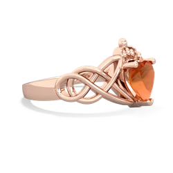 Fire Opal Claddagh Celtic Knot 14K Rose Gold ring R2367