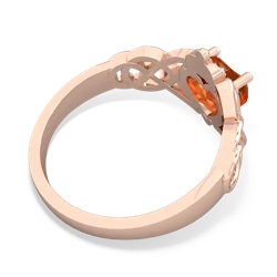 Fire Opal Claddagh Celtic Knot 14K Rose Gold ring R2367