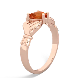 Fire Opal Claddagh Diamond Crown 14K Rose Gold ring R2372