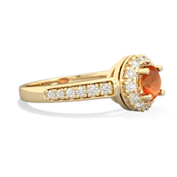 Fire Opal Diamond Halo 14K Yellow Gold ring R5370