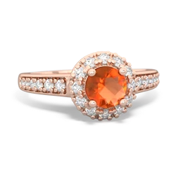 Fire Opal Diamond Halo 14K Rose Gold ring R5370