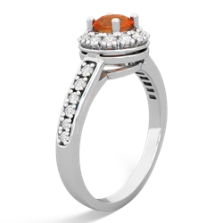 Fire Opal Diamond Halo 14K White Gold ring R5370