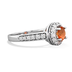 Fire Opal Diamond Halo 14K White Gold ring R5370