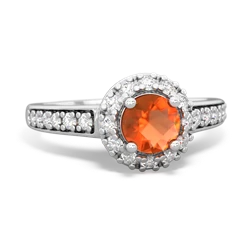 Fire Opal Diamond Halo 14K White Gold ring R5370