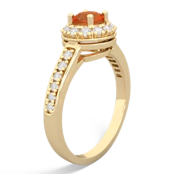 Fire Opal Diamond Halo 14K Yellow Gold ring R5370