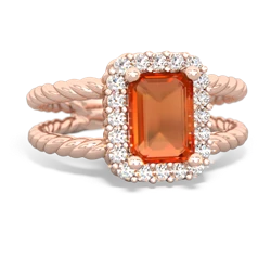 Fire Opal Rope Split Band 14K Rose Gold ring R2628