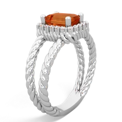 Fire Opal Rope Split Band 14K White Gold ring R2628