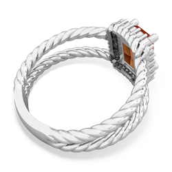 Fire Opal Rope Split Band 14K White Gold ring R2628