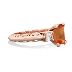 Fire Opal Art Deco Diamond 8X6 Emerald-Cut Engagement 14K Rose Gold ring R20018EM