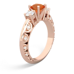 Fire Opal Art Deco 14K Rose Gold ring R2003