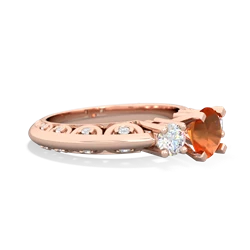 Fire Opal Art Deco 14K Rose Gold ring R2003