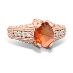 Fire Opal Antique Style 14K Rose Gold ring R2028