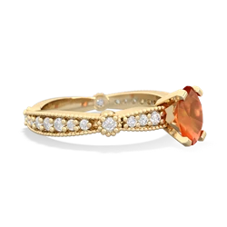 Fire Opal Milgrain Antique Style 14K Yellow Gold ring R26297VL
