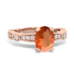 Thumbnail for Fire Opal Milgrain Antique Style 14K Rose Gold ring R26298VL - front view
