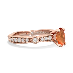 Fire Opal Sparkling Tiara 7X5mm Oval 14K Rose Gold ring R26297VL