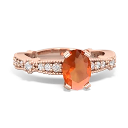 Fire Opal Sparkling Tiara 7X5mm Oval 14K Rose Gold ring R26297VL