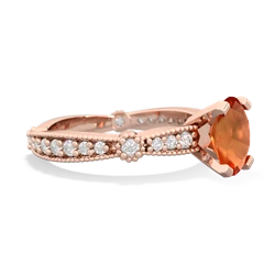 Fire Opal Sparkling Tiara 8X6 Oval 14K Rose Gold ring R26298VL