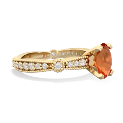 Fire Opal Sparkling Tiara 8X6 Oval 14K Yellow Gold ring R26298VL