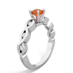 Fire Opal Infinity 5Mm Round Engagement 14K White Gold ring R26315RD