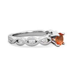 Fire Opal Infinity 5Mm Round Engagement 14K White Gold ring R26315RD