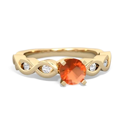 Fire Opal Infinity 5Mm Round Engagement 14K Yellow Gold ring R26315RD