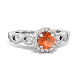 Fire Opal Infinity Halo Engagement 14K White Gold ring R26315RH