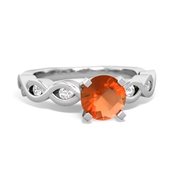 Fire Opal Infinity 6Mm Round Engagement 14K White Gold ring R26316RD