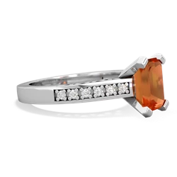 Fire Opal Art Deco Engagement 8X6mm Emerald-Cut 14K White Gold ring R26358EM