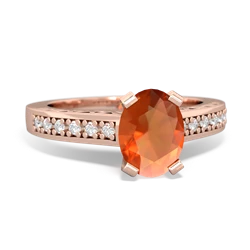 Fire Opal Art Deco Engagement 8X6mm Oval 14K Rose Gold ring R26358VL