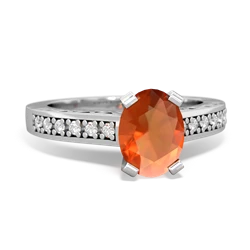 Fire Opal Art Deco Engagement 8X6mm Oval 14K White Gold ring R26358VL