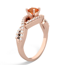 Fire Opal Diamond Twist 5Mm Round Engagment  14K Rose Gold ring R26405RD