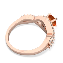 Fire Opal Diamond Twist 6Mm Round Engagment  14K Rose Gold ring R26406RD