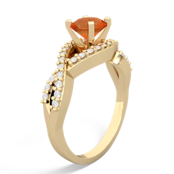 Fire Opal Diamond Twist 6Mm Round Engagment  14K Yellow Gold ring R26406RD