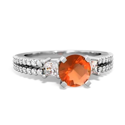 Fire Opal Classic 6Mm Round Engagement 14K White Gold ring R26436RD