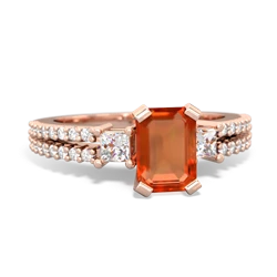 Fire Opal Classic 7X5mm Emerald-Cut Engagement 14K Rose Gold ring R26437EM