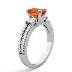 Fire Opal Classic 7X5mm Emerald-Cut Engagement 14K White Gold ring R26437EM