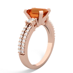 Fire Opal Classic 8X6mm Emerald-Cut Engagement 14K Rose Gold ring R26438EM