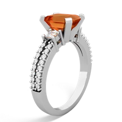 Fire Opal Classic 8X6mm Emerald-Cut Engagement 14K White Gold ring R26438EM