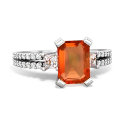 Fire Opal Classic 8X6mm Emerald-Cut Engagement 14K White Gold ring R26438EM