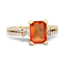 Fire Opal Classic 8X6mm Emerald-Cut Engagement 14K Yellow Gold ring R26438EM