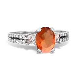 Fire Opal Classic 8X6mm Oval Engagement 14K White Gold ring R26438VL