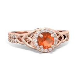 Fire Opal Celtic Knot Halo 14K Rose Gold ring R26445RH