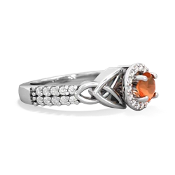 Fire Opal Celtic Knot Halo 14K White Gold ring R26445RH